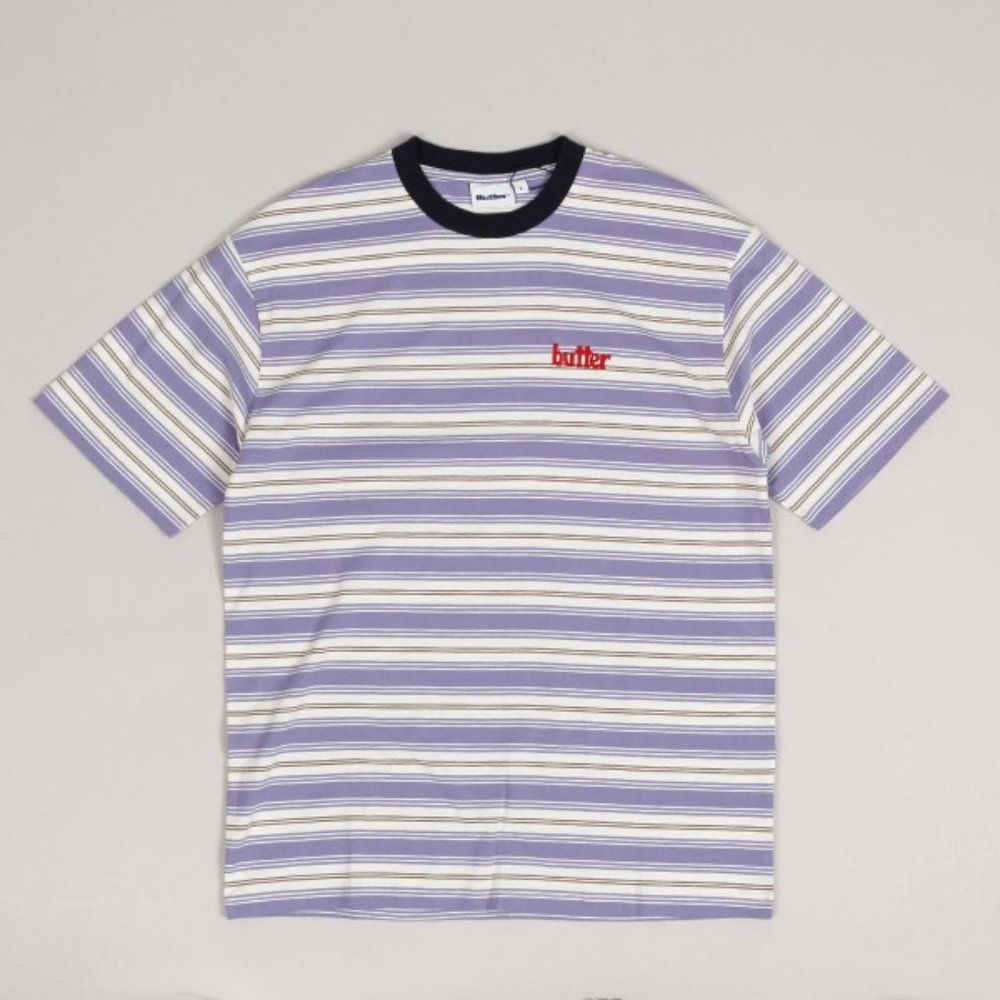 Butter Goods Purple Striped Crewneck T Shirt Mens Large